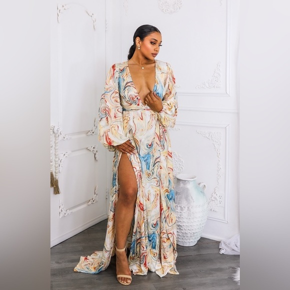 Elegant Multicolor Maxi Dress - Picture 3 of 5